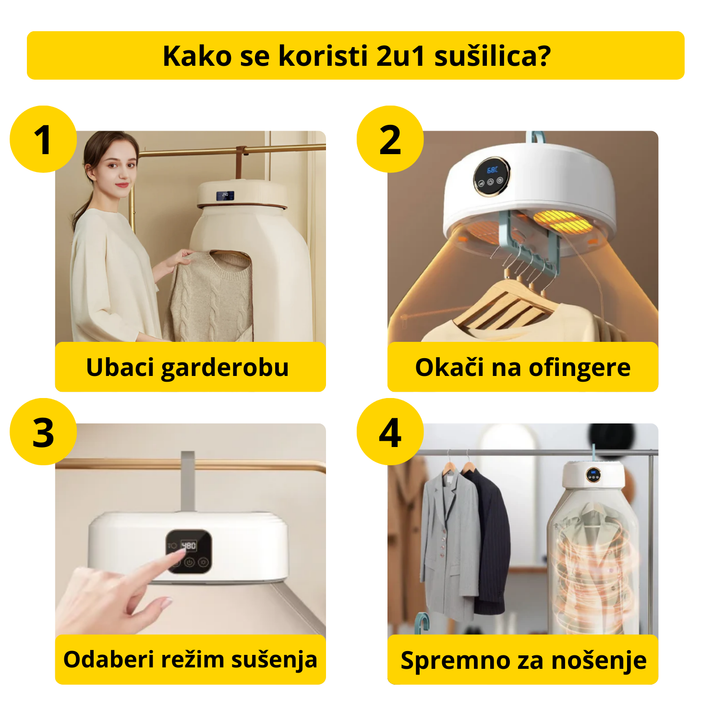 2 u 1 sušilica i ispravljač za odeću