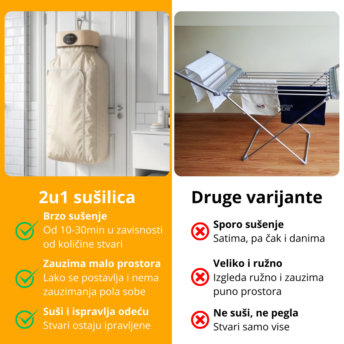 2 u 1 sušilica i ispravljač za odeću