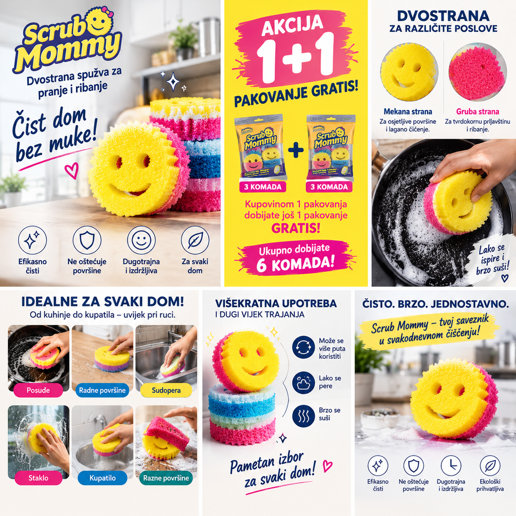 Scrub Mommy Pametni Sunđeri (1+1 GRATIS - Ukupno 6 Komada)